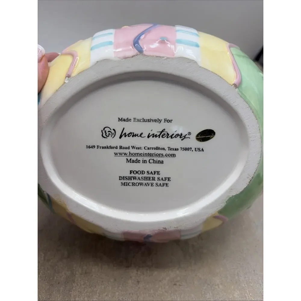 Home Interiors Easter Egg Cookie Jar Pastel Chocolate Bunny on Lid